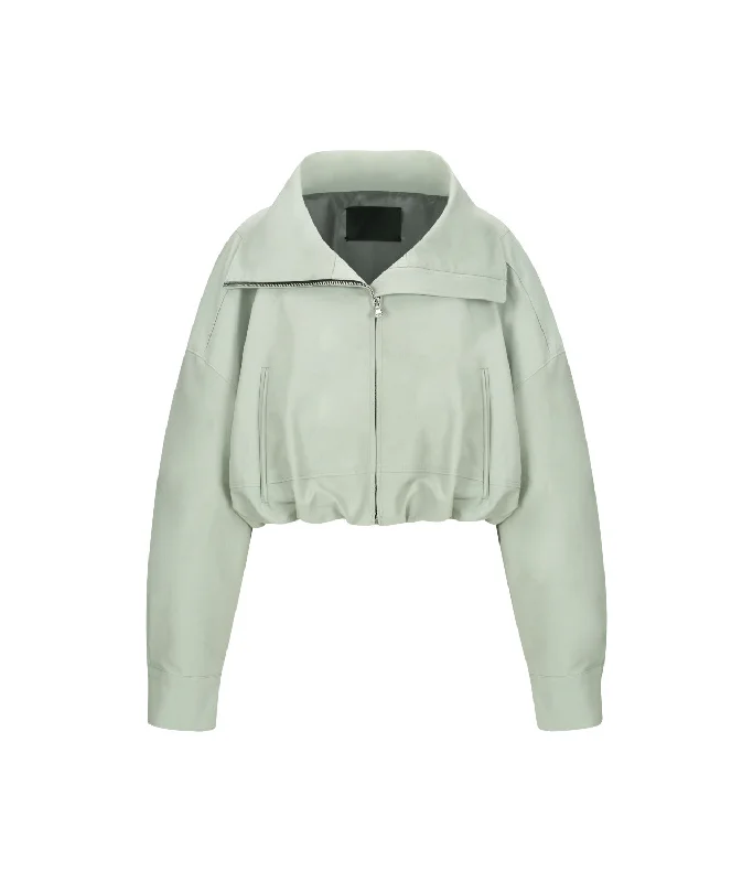 Flat Collar Zip-Up Cotton Jacket