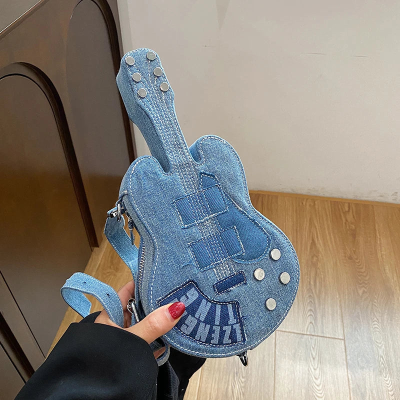 Guitar Denim Shoulder Bag