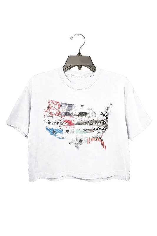 4th Of July America Vintage Sublimation  Crop Top For Women