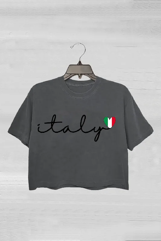 Heart Italian Flag Italy Travel Crop Tee For Women