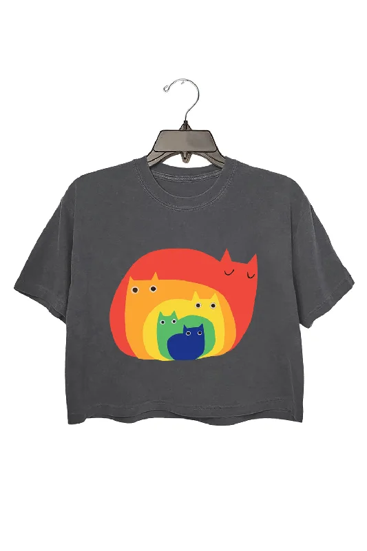 Rainbow Cats Pride Crop Top For Women