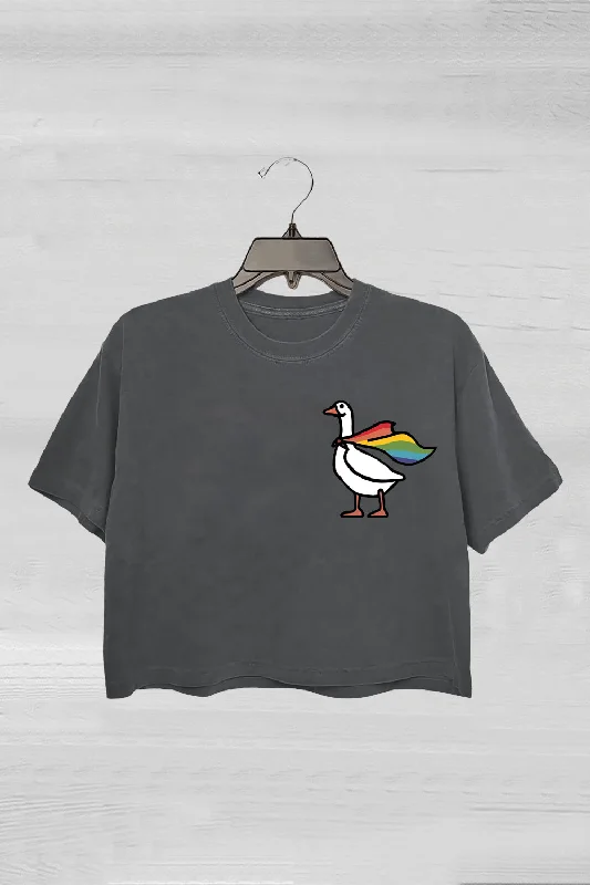 Rainbow Goose LGBT Crop Tee For Women