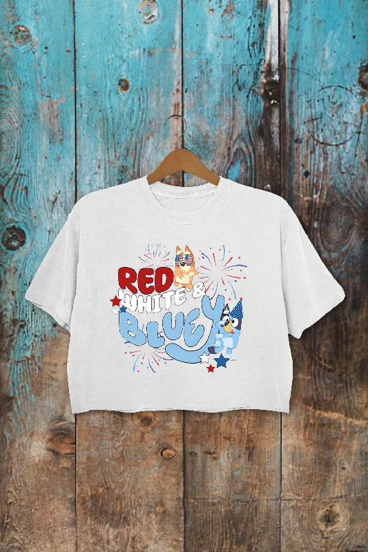 Red White & Bluey Crop Top For Women