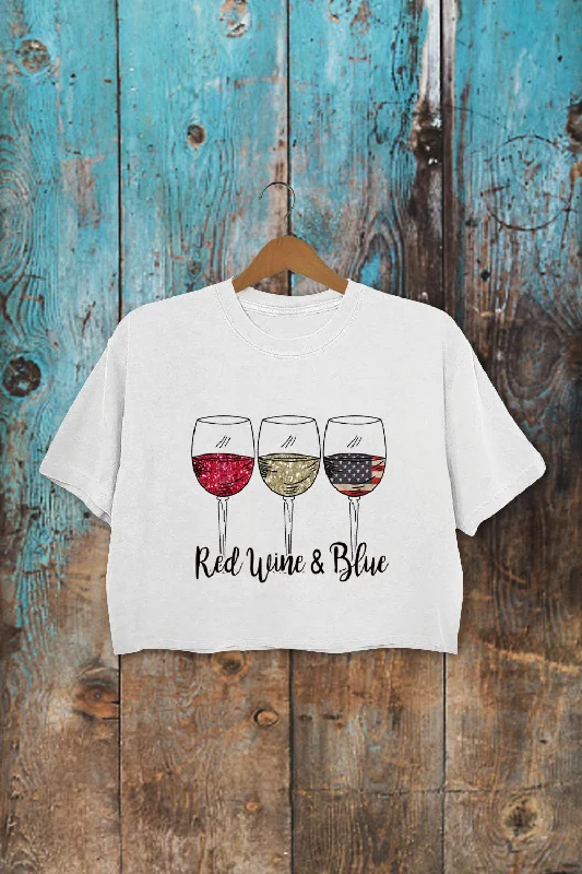 Red Wine & Blue Crop Top For Women