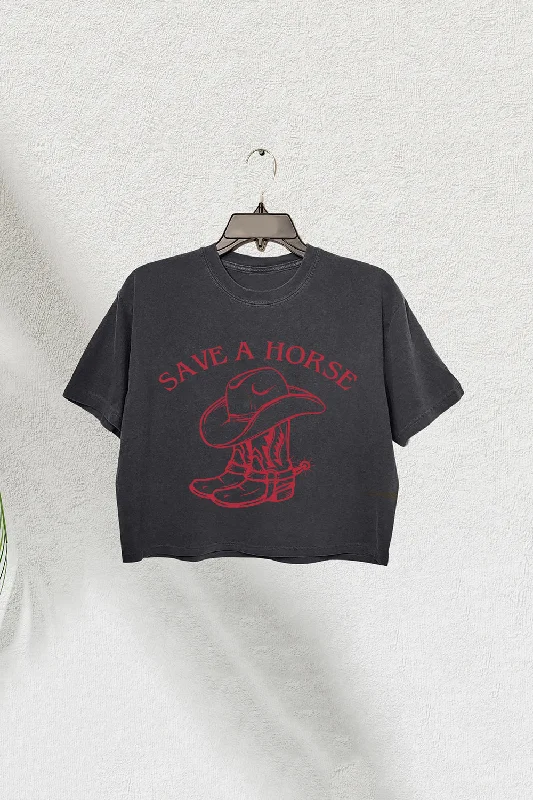 Save A Horse Western Crop Tee For Women