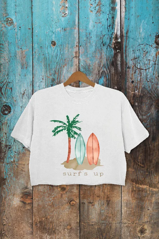 Surfs Up Beach Summer Crop Top