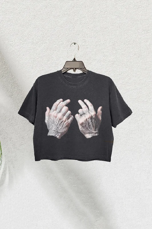 Tattooed Hands Crop Tee For Women