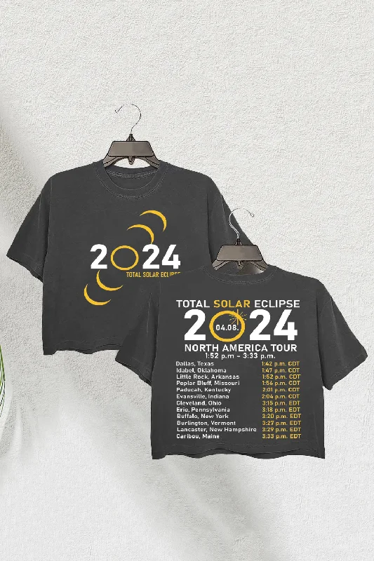 Total Solar Eclipse 2024 Double-Sided Crop Tee For Women