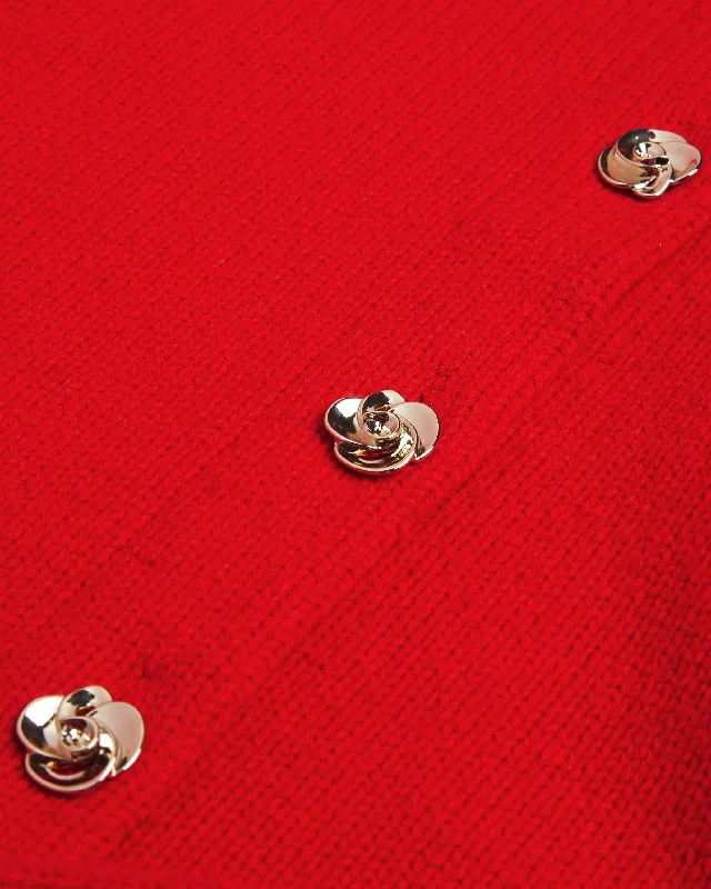 Jaycey Rose Button Crew Neck Cardigan Red