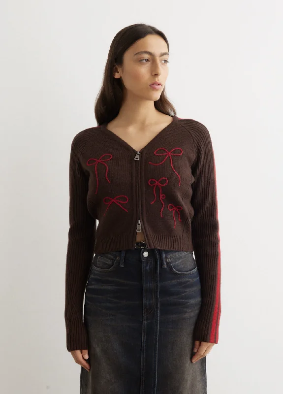 Ribbon Embroidery Knit Cardigan