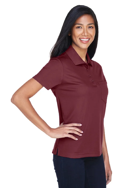 Core 365 Womens Origin Performance Moisture Wicking Short Sleeve Polo Shirt w/ Pocket - Burgundy