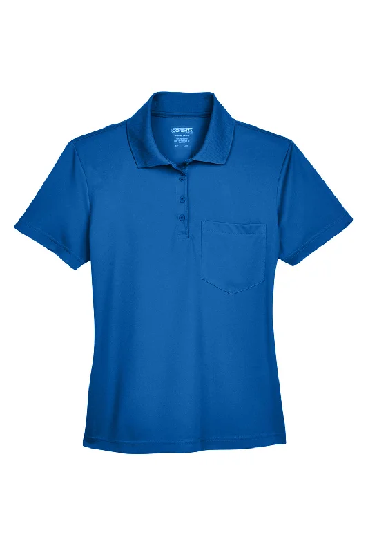 Core 365 Womens Origin Performance Moisture Wicking Short Sleeve Polo Shirt w/ Pocket - True Royal Blue