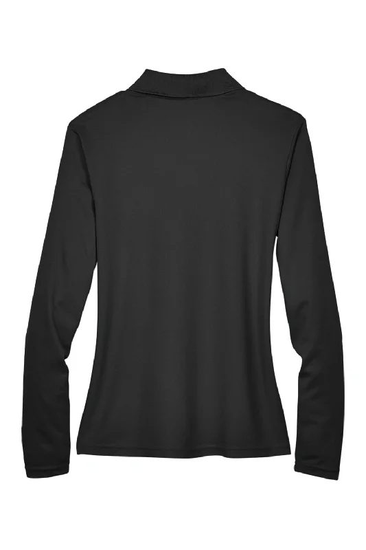 Core 365 Womens Pinnacle Performance Moisture Wicking Long Sleeve Polo Shirt - Black