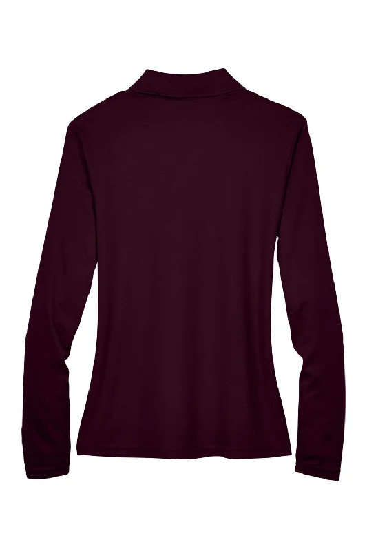 Core 365 Womens Pinnacle Performance Moisture Wicking Long Sleeve Polo Shirt - Burgundy