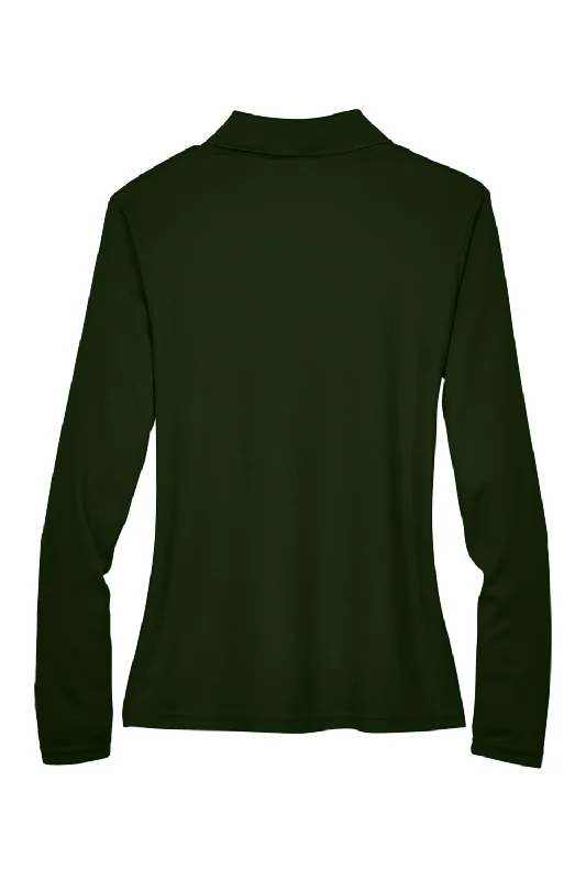 Core 365 Womens Pinnacle Performance Moisture Wicking Long Sleeve Polo Shirt - Forest Green