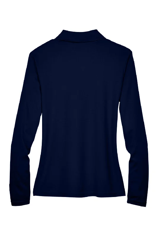 Core 365 Womens Pinnacle Performance Moisture Wicking Long Sleeve Polo Shirt - Classic Navy Blue