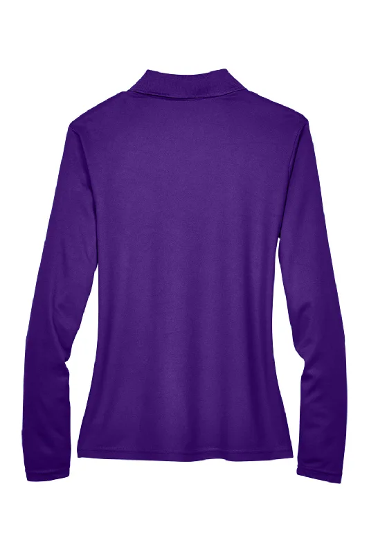 Core 365 Womens Pinnacle Performance Moisture Wicking Long Sleeve Polo Shirt - Campus Purple