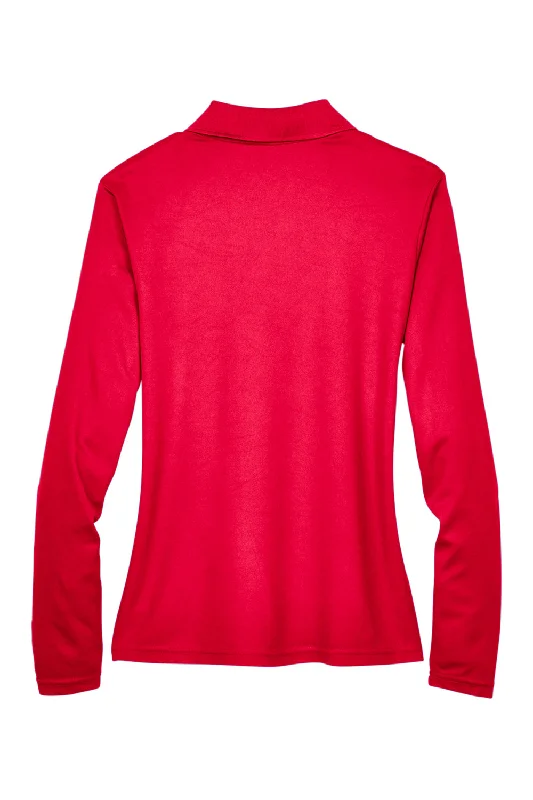 Core 365 Womens Pinnacle Performance Moisture Wicking Long Sleeve Polo Shirt - Classic Red