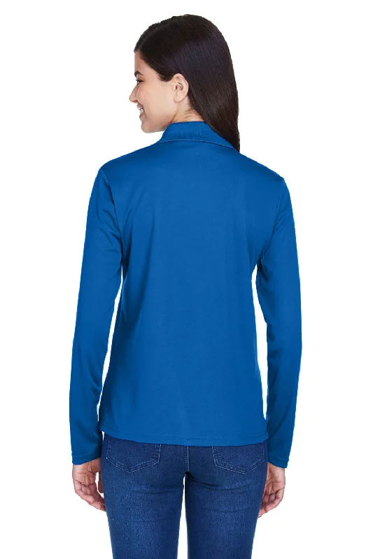 Core 365 Womens Pinnacle Performance Moisture Wicking Long Sleeve Polo Shirt - True Royal Blue