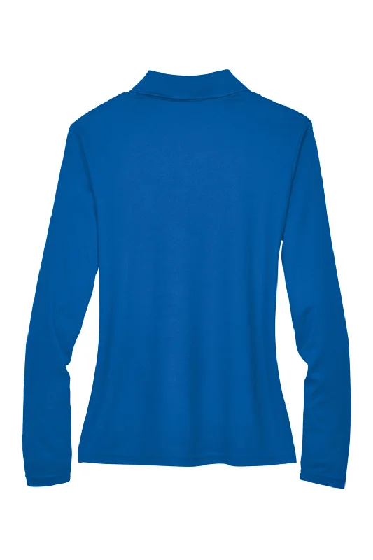 Core 365 Womens Pinnacle Performance Moisture Wicking Long Sleeve Polo Shirt - True Royal Blue