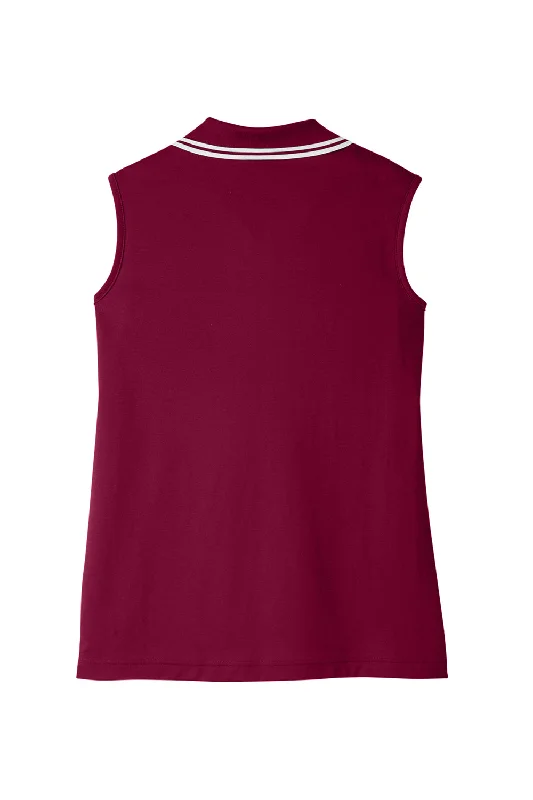 Devon & Jones Womens CrownLux Performance Moisture Wicking Sleeveless Polo Shirt - Burgundy/White