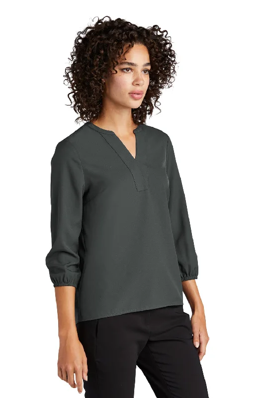 Mercer+Mettle Womens Stretch Crepe 3/4 Sleeve Polo Shirt - Anchor Grey