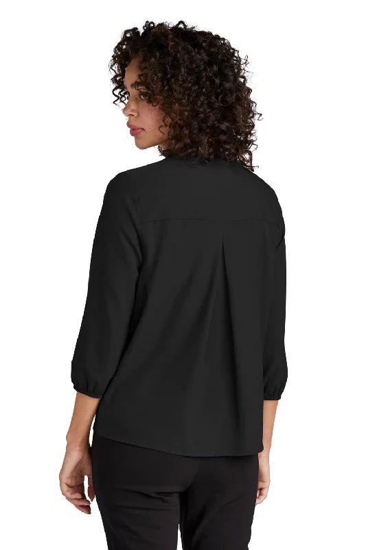 Mercer+Mettle Womens Stretch Crepe 3/4 Sleeve Polo Shirt - Deep Black