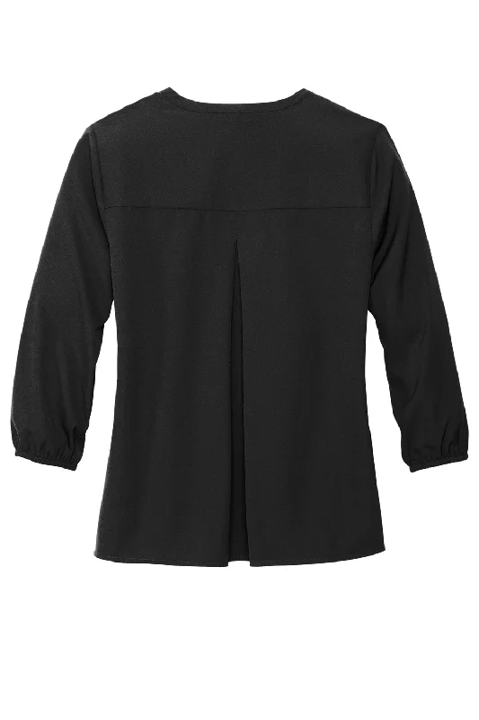 Mercer+Mettle Womens Stretch Crepe 3/4 Sleeve Polo Shirt - Deep Black