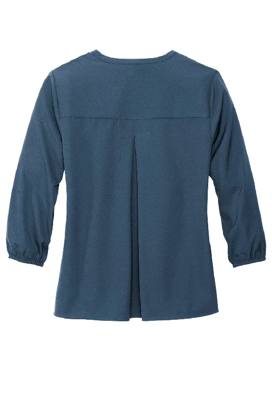 Mercer+Mettle Womens Stretch Crepe 3/4 Sleeve Polo Shirt - Insignia Blue