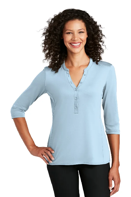 Port Authority Womens Moisture Wicking 3/4 Sleeve Polo Shirt - Cloud Blue