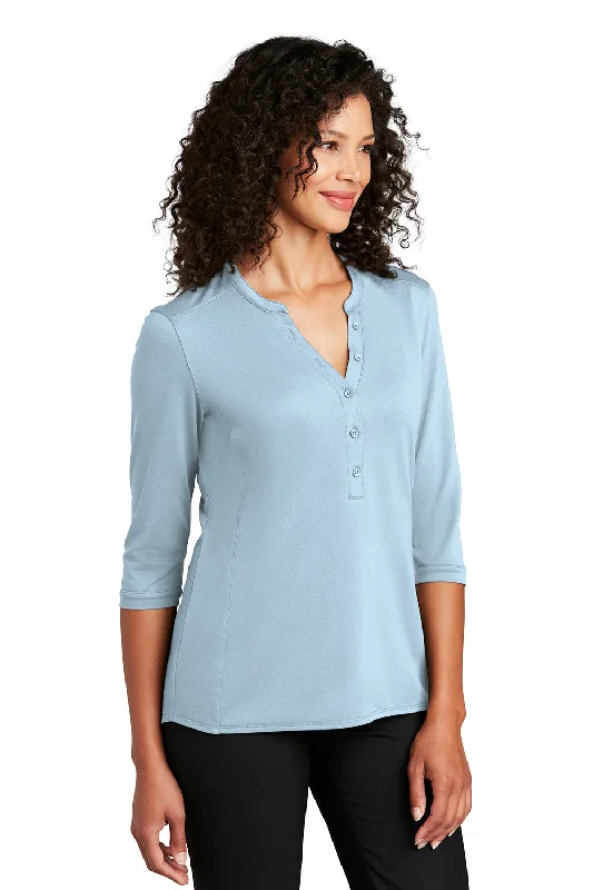 Port Authority Womens Moisture Wicking 3/4 Sleeve Polo Shirt - Cloud Blue