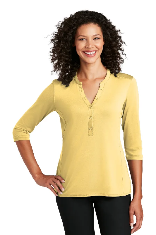 Port Authority Womens Moisture Wicking 3/4 Sleeve Polo Shirt - Sunbeam Yellow