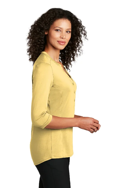 Port Authority Womens Moisture Wicking 3/4 Sleeve Polo Shirt - Sunbeam Yellow