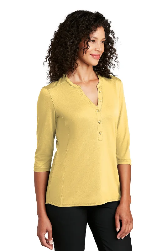 Port Authority Womens Moisture Wicking 3/4 Sleeve Polo Shirt - Sunbeam Yellow