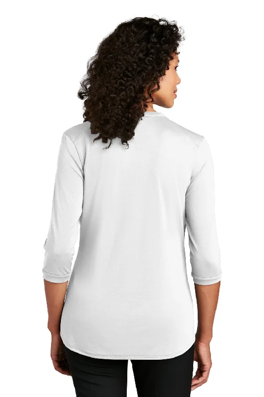 Port Authority Womens Moisture Wicking 3/4 Sleeve Polo Shirt - White