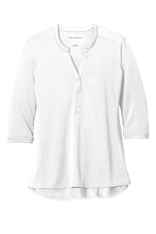 Port Authority Womens Moisture Wicking 3/4 Sleeve Polo Shirt - White