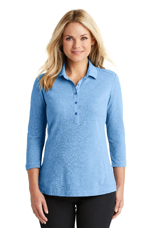 Port Authority Womens Coastal Moisture Wicking 3/4 Sleeve Polo Shirt - Moonlight Blue/White - Closeout