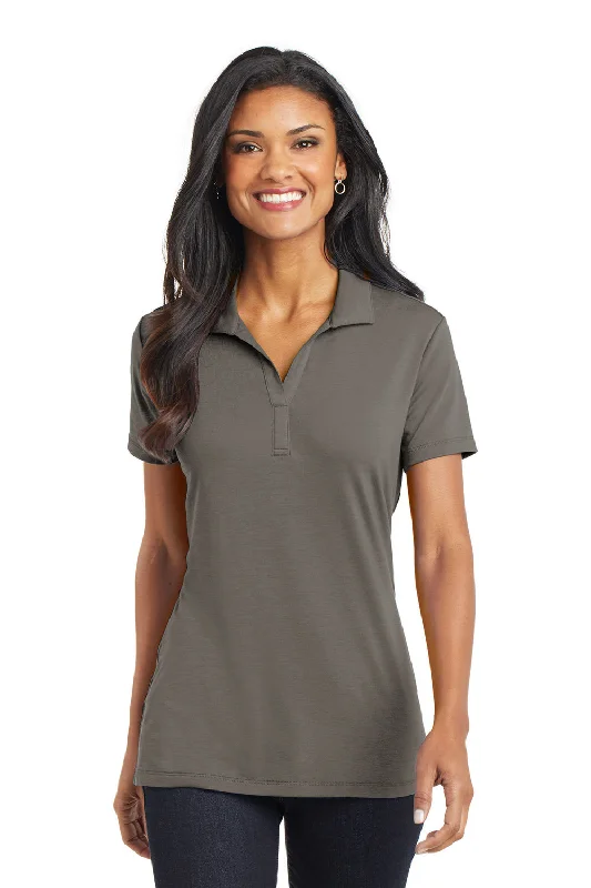 Port Authority Womens Cotton Touch Performance Moisture Wicking Short Sleeve Polo Shirt - Smoke Grey