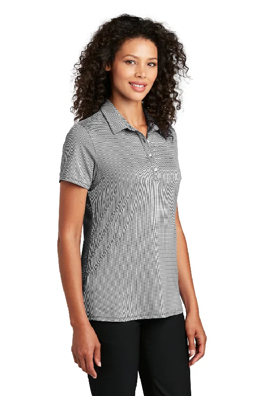 Port Authority Womens Gingham Moisture Wicking Short Sleeve Polo Shirt - Black/White