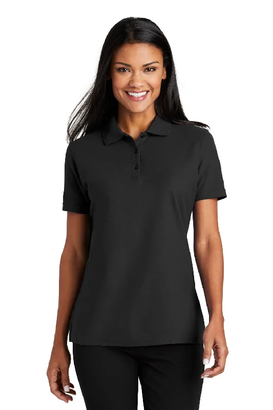 Port Authority Womens Moisture Wicking Short Sleeve Polo Shirt - Black