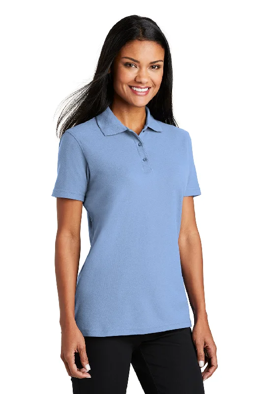 Port Authority Womens Moisture Wicking Short Sleeve Polo Shirt - Light Blue - Closeout