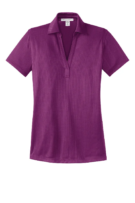 Port Authority Womens Performance Moisture Wicking Short Sleeve Polo Shirt - Violet Purple