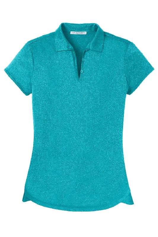 Port Authority Womens Trace Moisture Wicking Short Sleeve Polo Shirt - Heather Tropic Blue