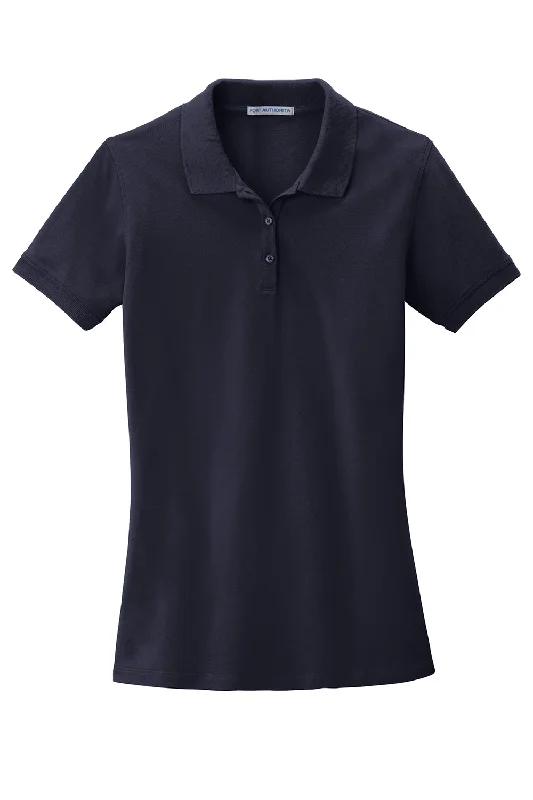 Port Authority Womens Wrinkle Resistant Short Sleeve Polo Shirt - Navy Blue