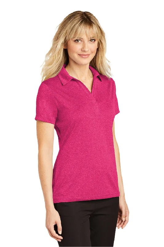 Sport-Tek Womens Heather Contender Moisture Wicking Short Sleeve Polo Shirt - Heather Raspberry Pink