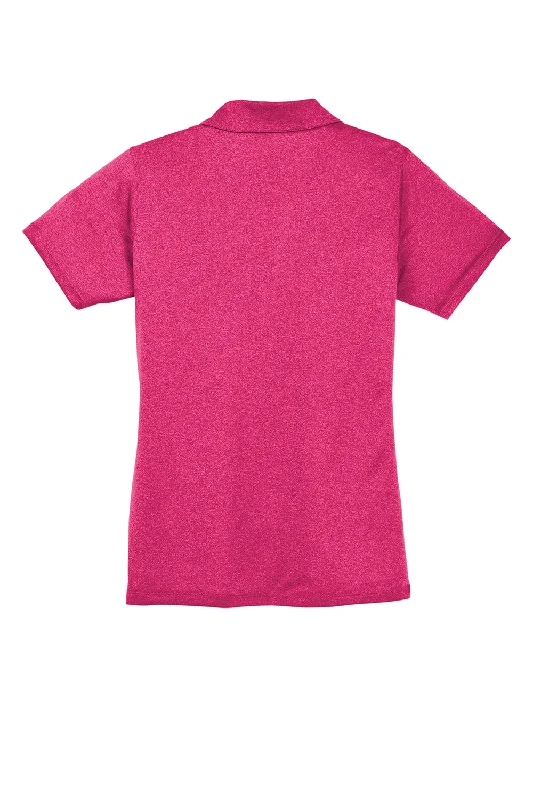 Sport-Tek Womens Heather Contender Moisture Wicking Short Sleeve Polo Shirt - Heather Raspberry Pink