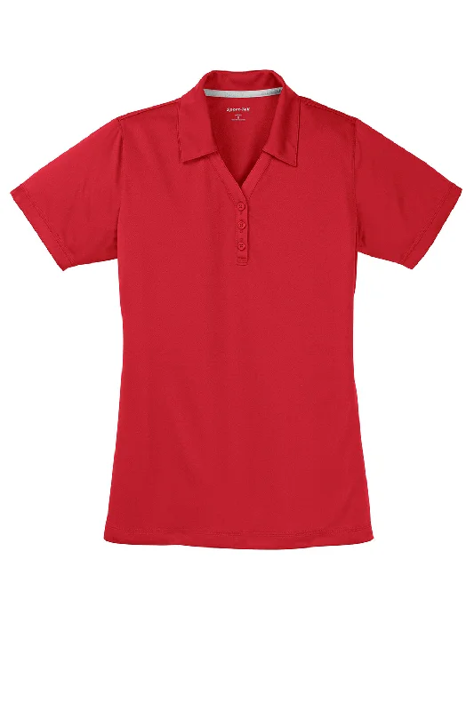 Sport-Tek Womens Micro-Mesh Moisture Wicking Short Sleeve Polo Shirt - True Red