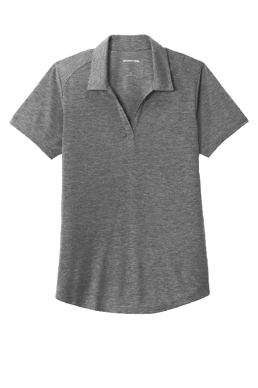 Sport-Tek Womens Moisture Wicking Short Sleeve Polo Shirt - Heather Dark Grey