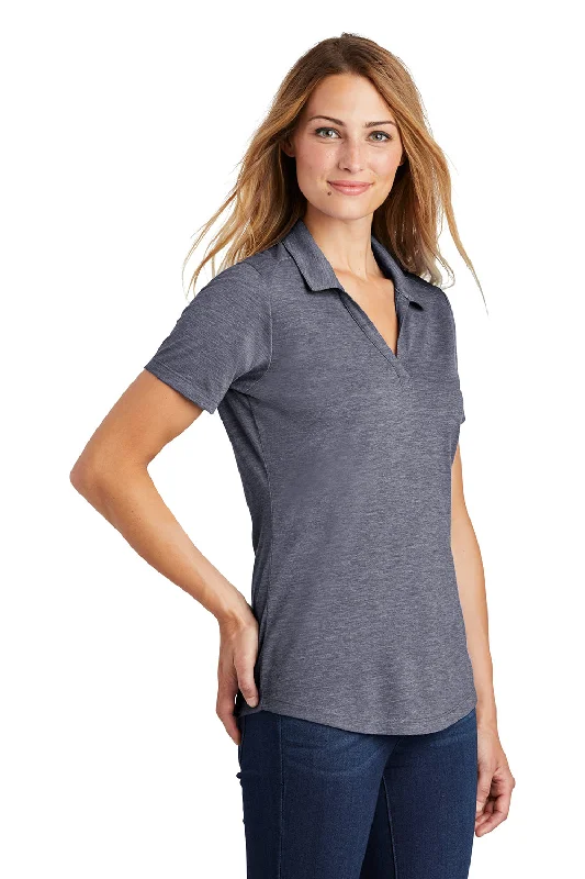 Sport-Tek Womens Moisture Wicking Short Sleeve Polo Shirt - Heather True Navy Blue