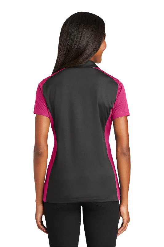 Sport-Tek Womens Sport-Wick Moisture Wicking Short Sleeve Polo Shirt - Iron Grey/Raspberry Pink